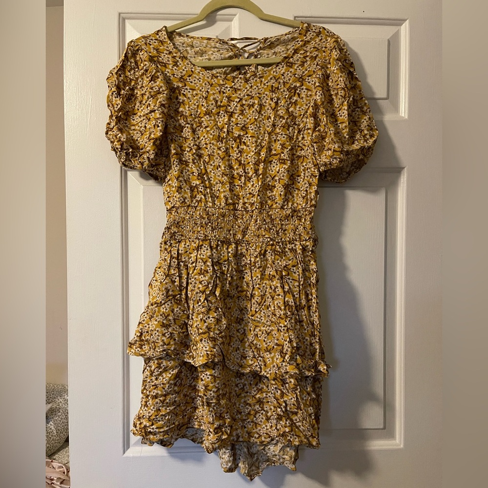 Wild Fable Yellow Floral Open Back Dress